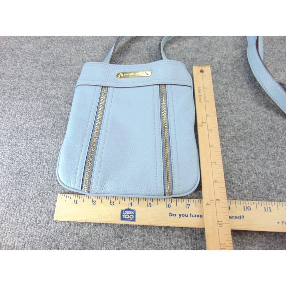Michael Kors Bedford Crossbody Bag Blue Leather Gold Tone Zipper Detail‎ Small